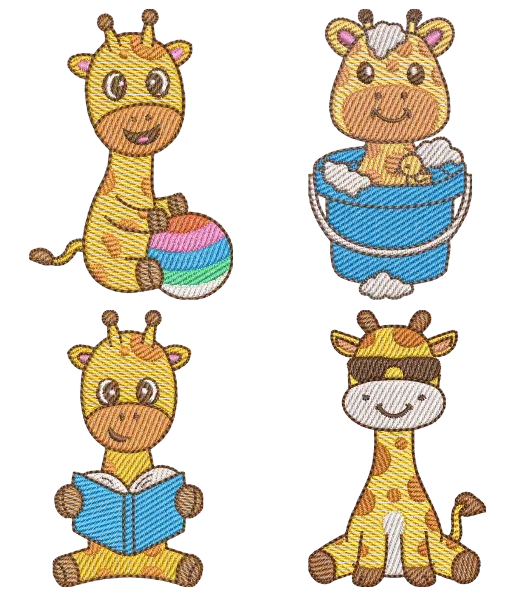 Kit 4 Matriz de Bordado Girafinhas Brincando