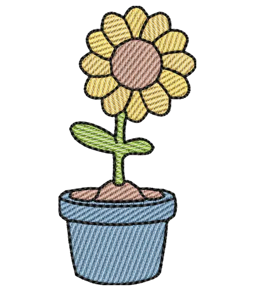 Matriz de Bordado Girassol no Vaso