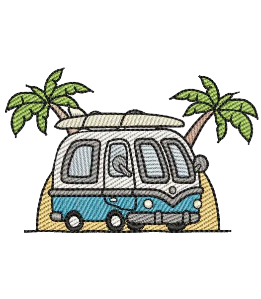 Matriz de Bordado Kombi na Praia