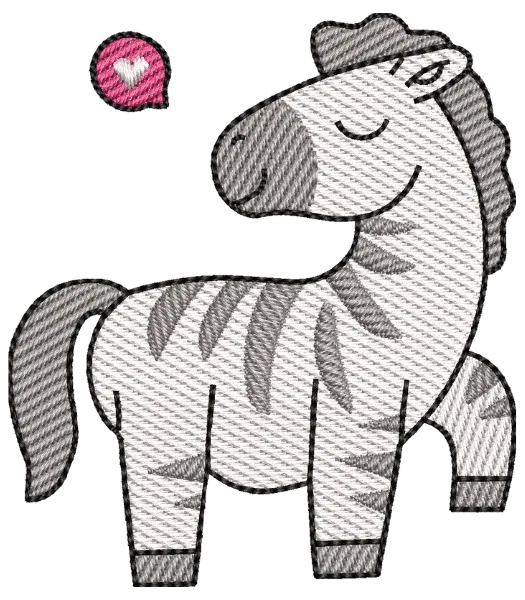 Matriz de Bordado Zebra com Coração